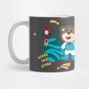 Space bear or astronaut in a space suit with cartoon style Mug